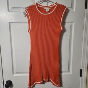 C&C California Orange Sleeveless Mini Sweater Dress